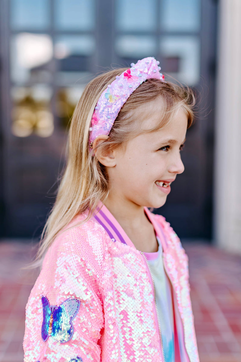 Girls Butterfly Charm Sequins Headband 