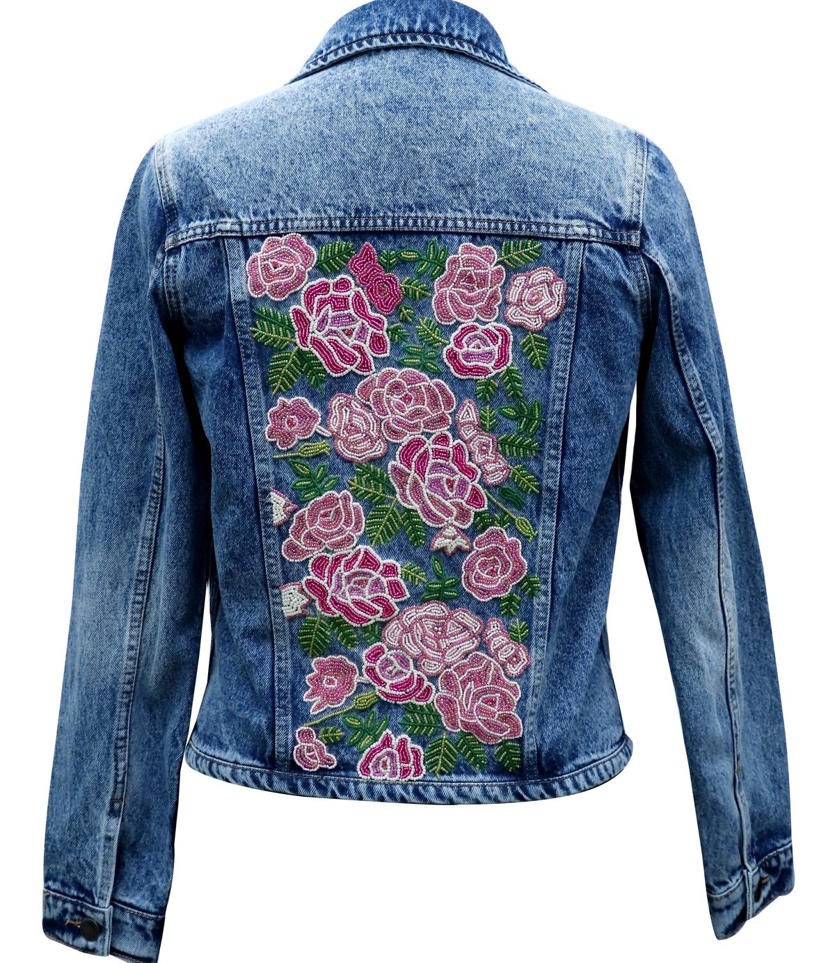 The Tia Denim Floral Beaded  Jacket