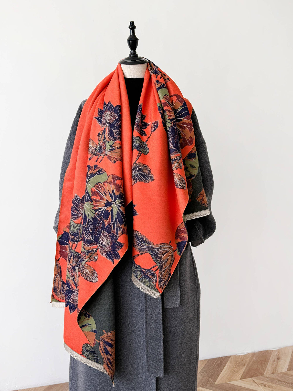 Sumptuous Orange & Blue Reversible Wrap