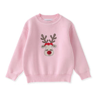 Little Ones Pink Christmas Reindeer Sweater