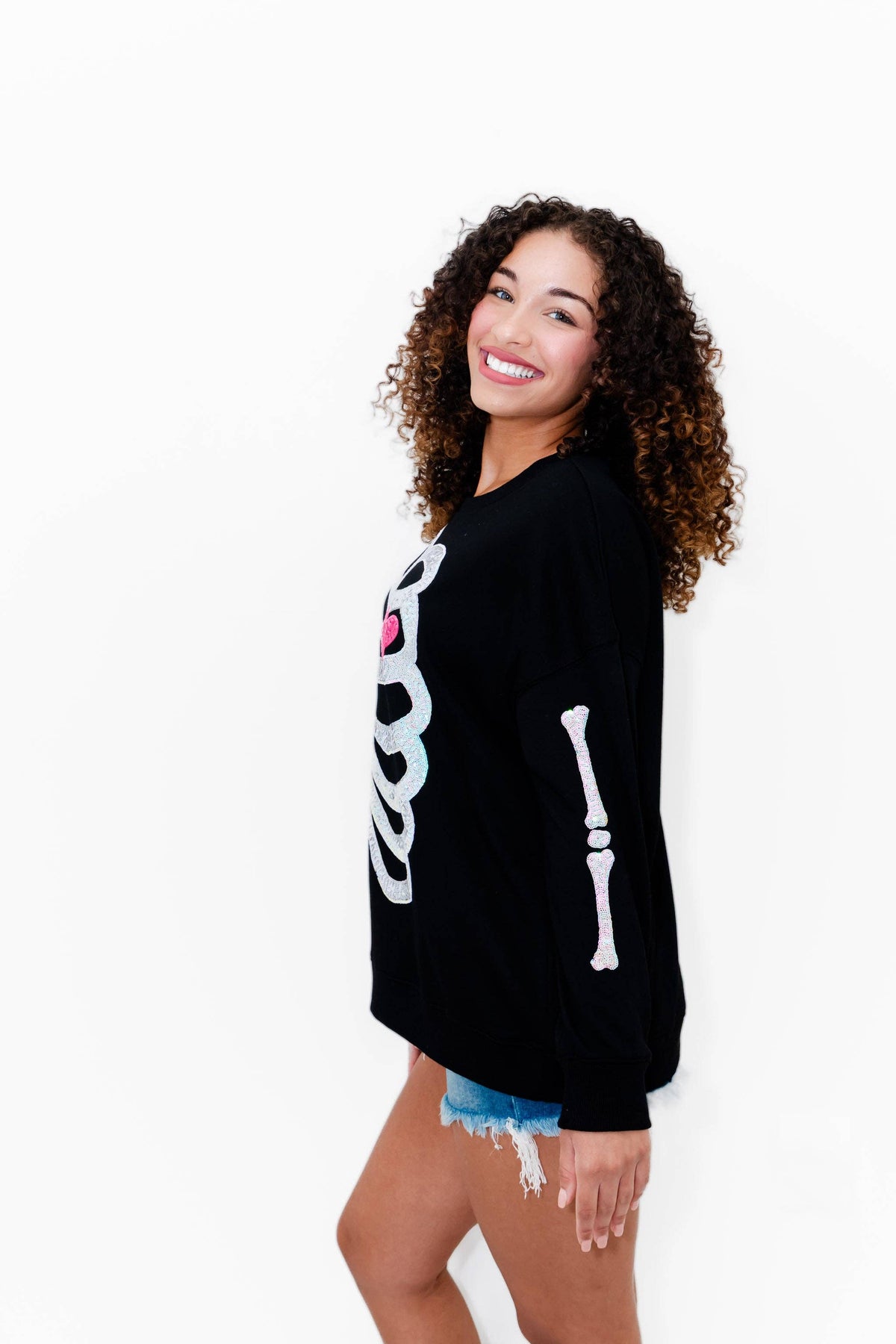 Skeleton Sequin Embellished Sweatshirt