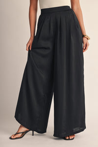 Satin Elastic Back Wide Leg Pants