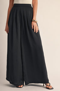 Satin Elastic Back Wide Leg Pants