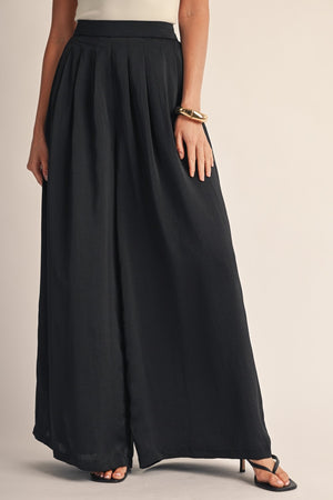 Satin Elastic Back Wide Leg Pants