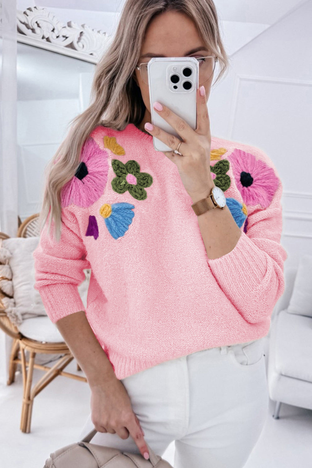 Curvy Francesca Floral Pull-Over Sweater