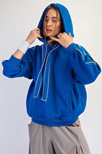 Fleeced Terry Oversized Piping Hoodie