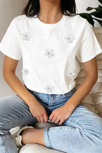 The Whitney White Floral Appliqué T-shirt