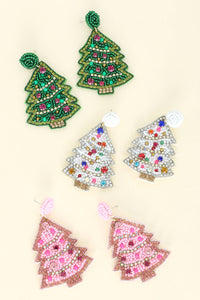 Christmas Tree Beaded Earrings