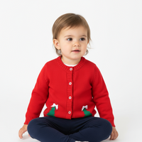 Little Ones Red Christmas Tree Knit Cardigan