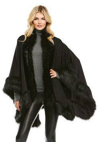 Faux Fur-Trimmed Shawl
