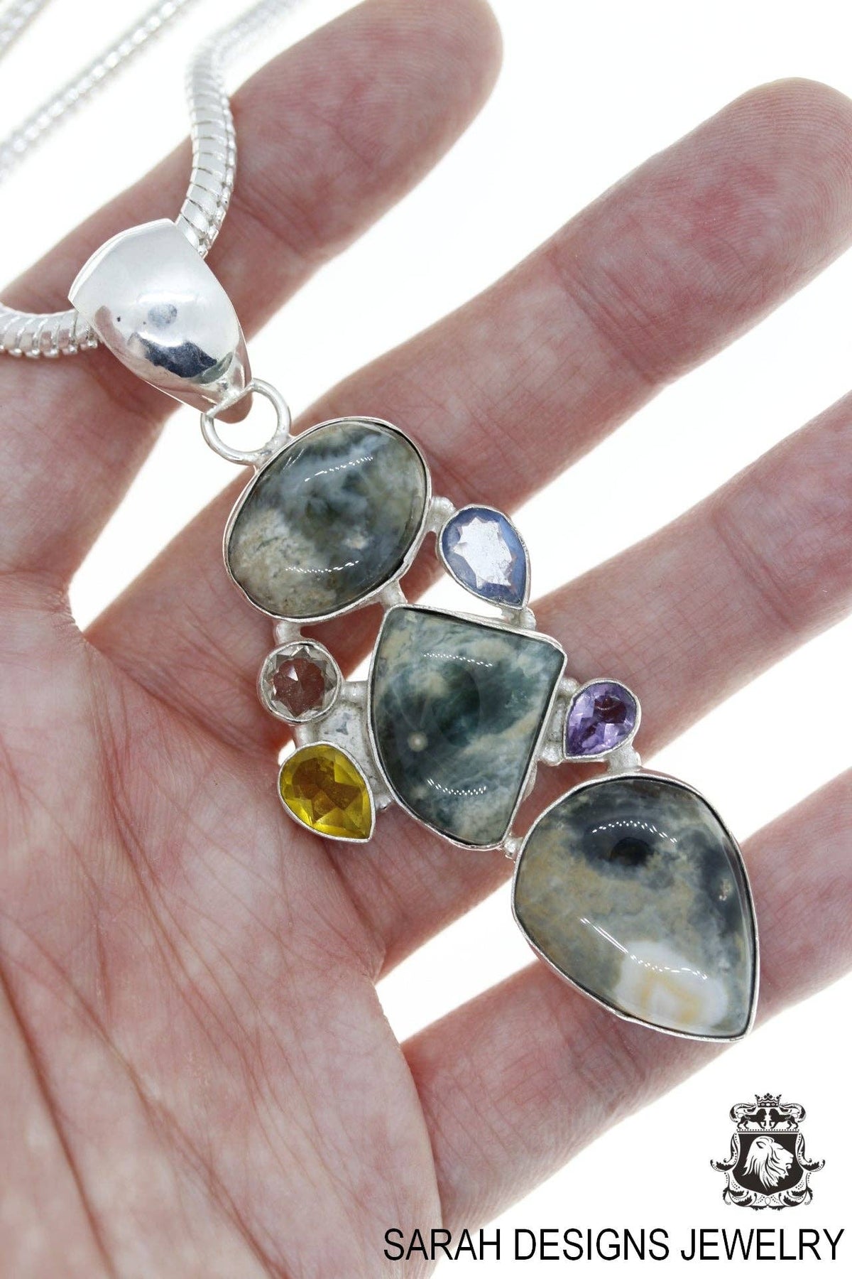 Absolutely Unique Ocean Jasper Pendant & Chain