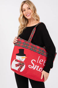 Christmas Let it Snow Snowman Felt Tote Bag