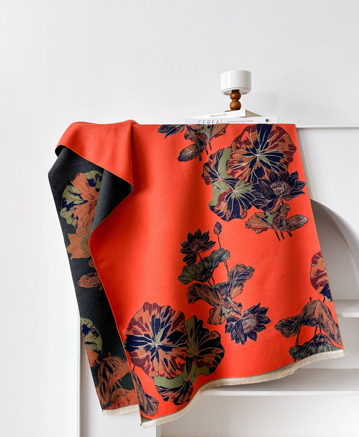 Sumptuous Orange & Blue Reversible Wrap