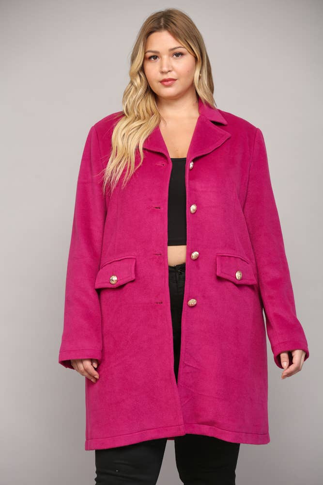 Curvy Michelle Front Buttoned Long Coat