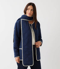 Edge Stitch Quilted Scarf Jacket