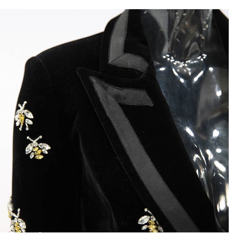 The Queen Bee Embellished Velvet Blazer