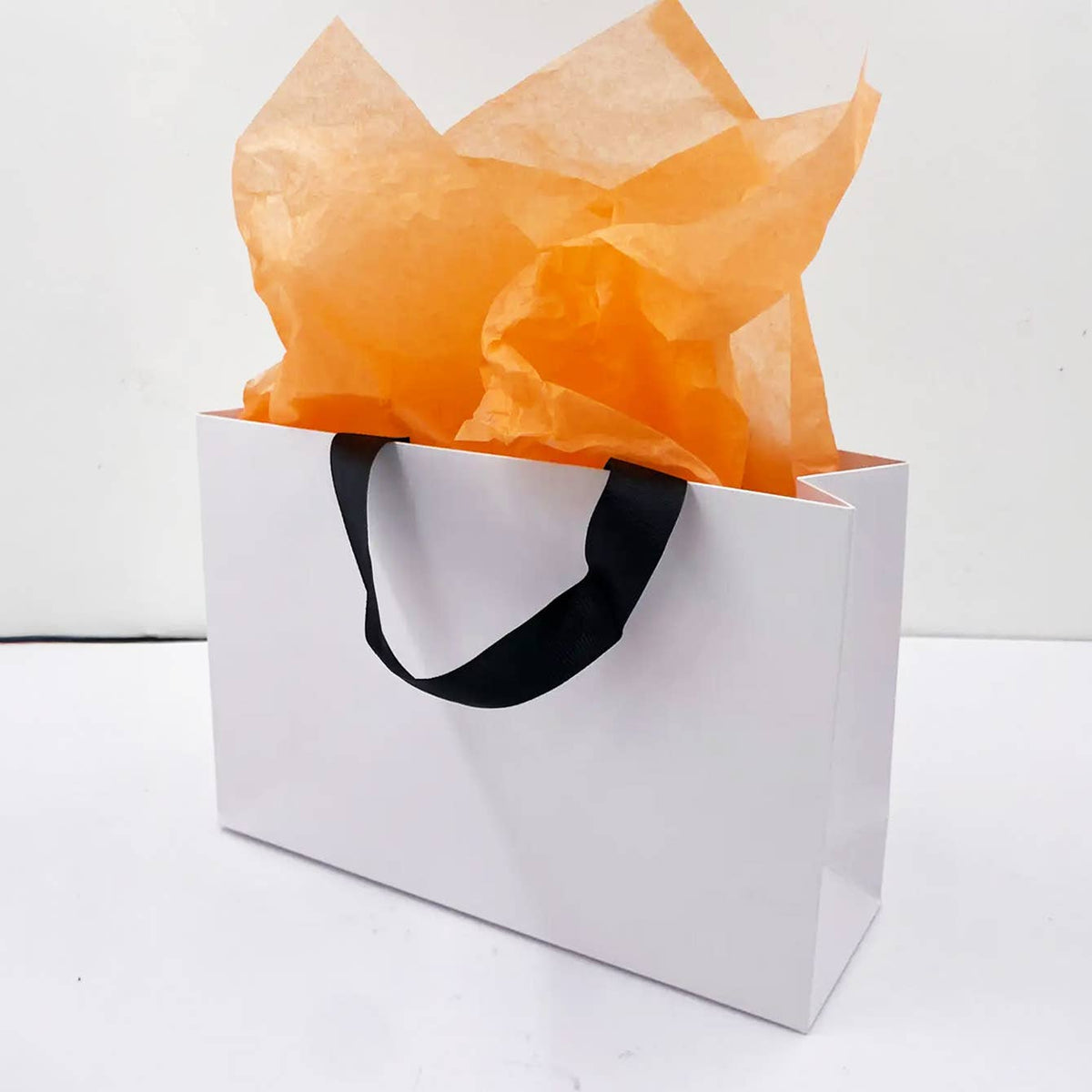 Premium Threaded Rope White Paper Gift Bag w/ free tissue