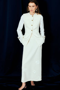Tailored White Vest with Gold Button Detail