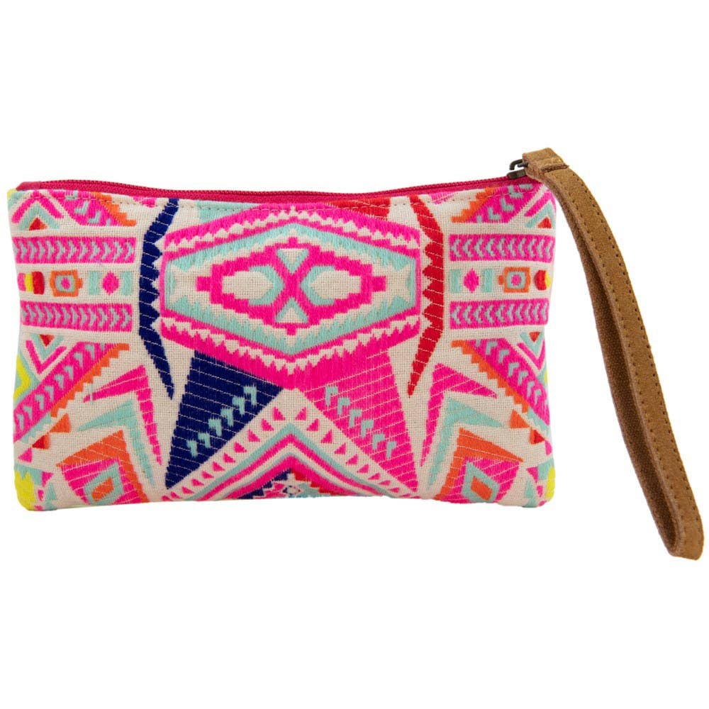 Beaded and Sequin Aztec Wristlet