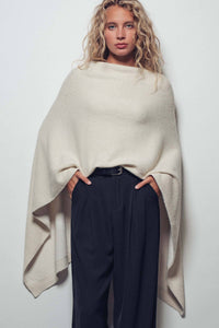 Asymmetrical Back Slit Knit Poncho