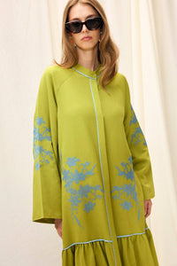 Embroidered Linen Blend Maxi Dress