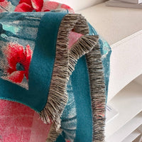Stunning Turquoise & Red Poppy Reversible Wrap