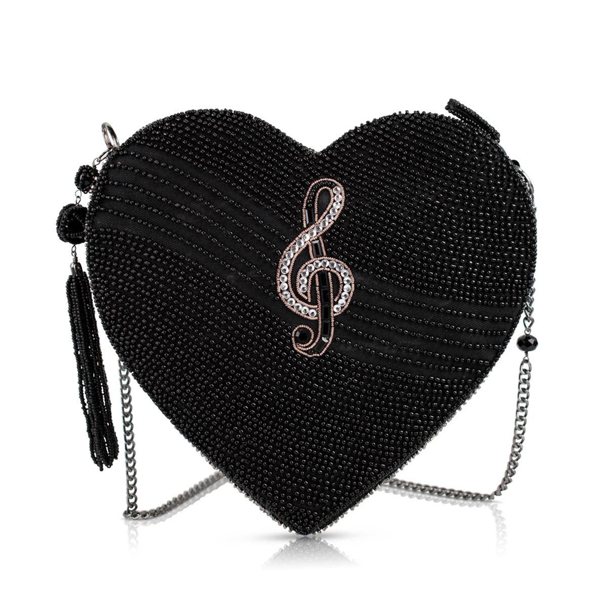 Heart Beat Heart Shaped Beaded Piano Keys Crossbody Handbag