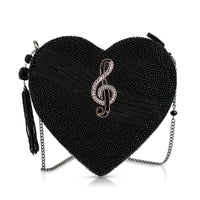 Heart Beat Heart Shaped Beaded Piano Keys Crossbody Handbag