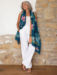 Blue Water Lilies Reversible Wrap
