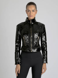 Crushed Patent Leather Gold Mesh Moto JLS