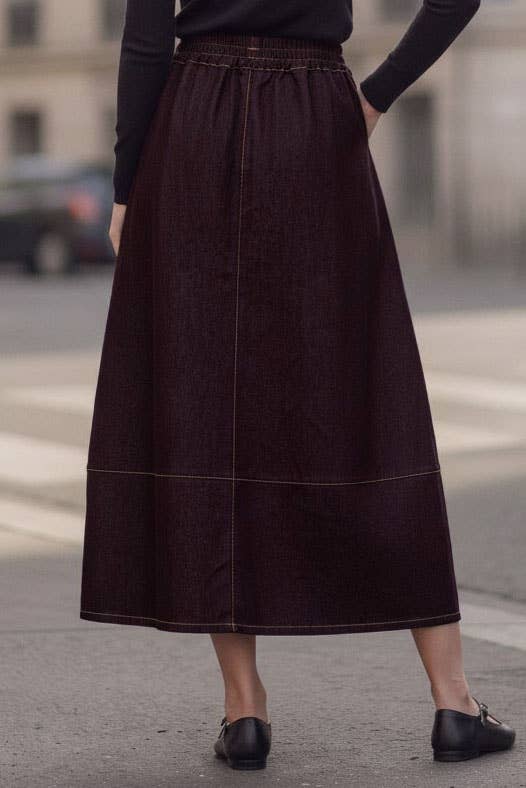 Bianca Drawstring Midi Denim Skirt