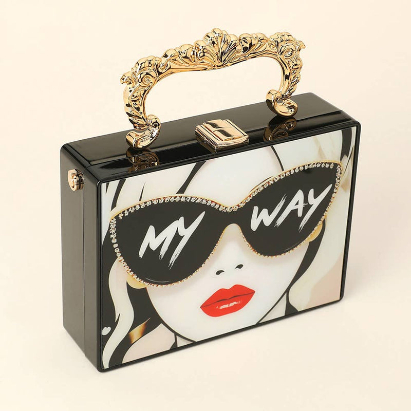 Pop Art My Way Box Clutch Bag / Crossbody Bag
