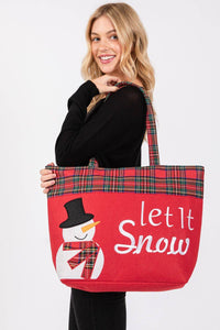 Christmas Let it Snow Snowman Felt Tote Bag