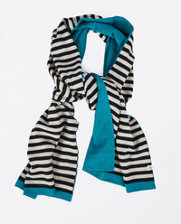 Double knitted scarf with stripes and plain