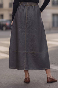 Bianca Drawstring Midi Denim Skirt