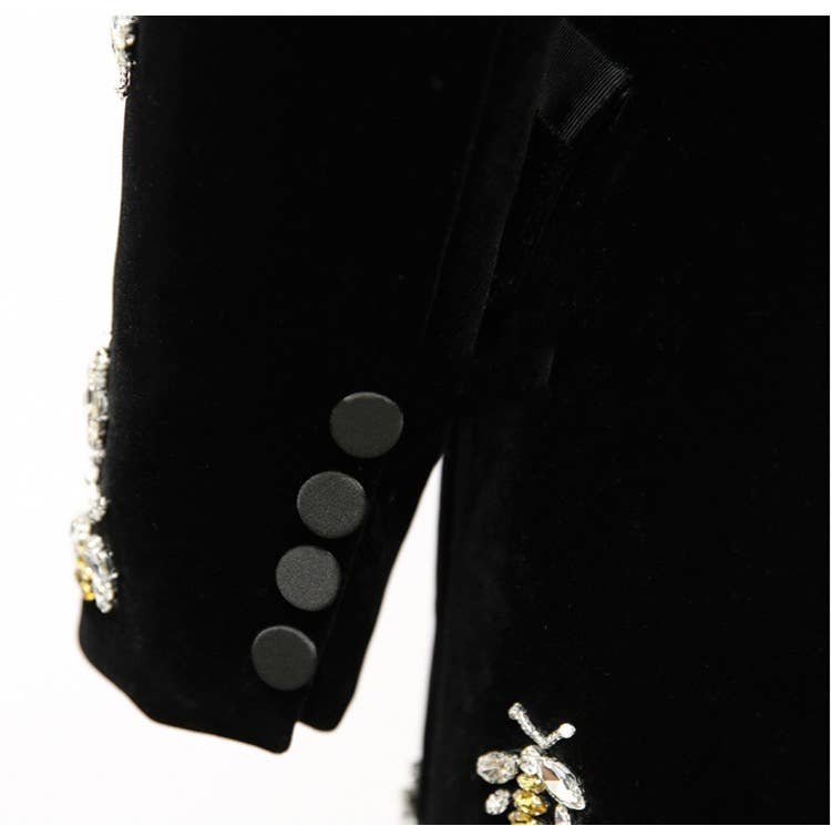 The Queen Bee Embellished Velvet Blazer