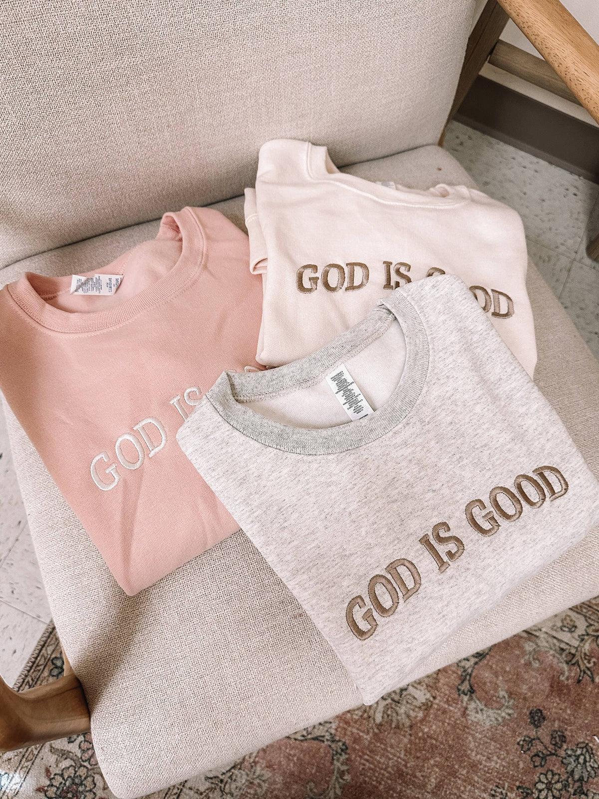 Our GOD IS GOOD Embroidered Sweatshirt