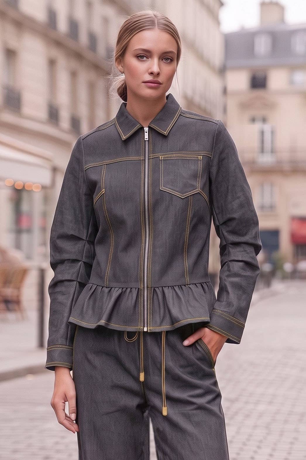 Piper Ruffle Hem Denim Jacket