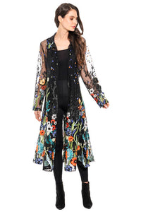 The Melinda Long Embroidered Sheer Duster