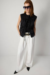 Drawstring Tie-Waist Utility Vest - Cotton Blend