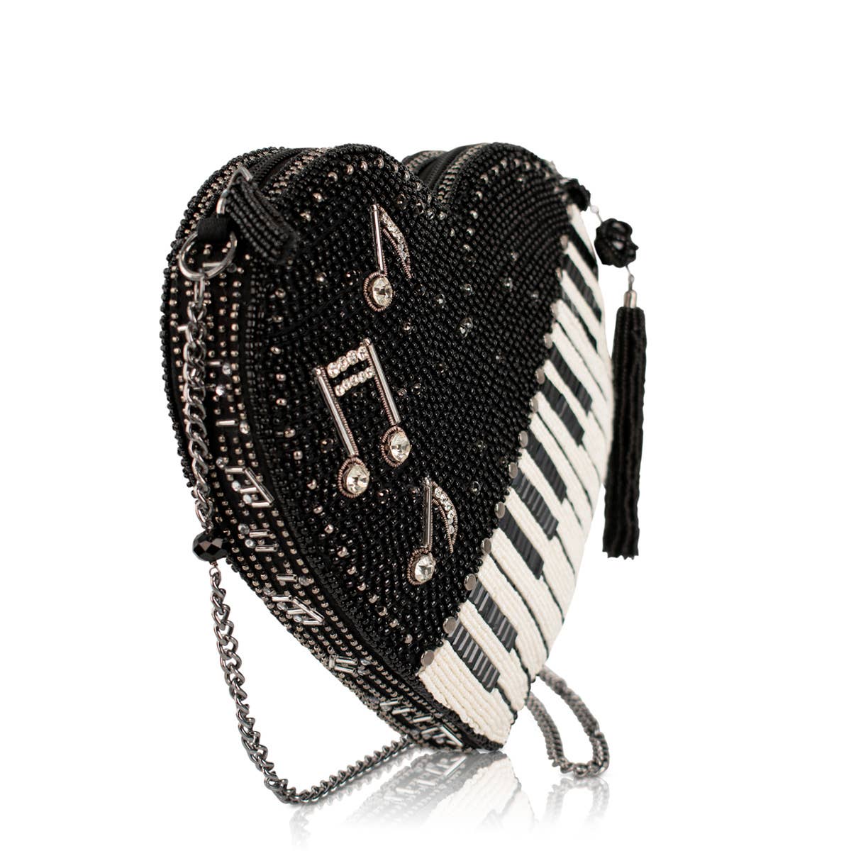 Heart Beat Heart Shaped Beaded Piano Keys Crossbody Handbag