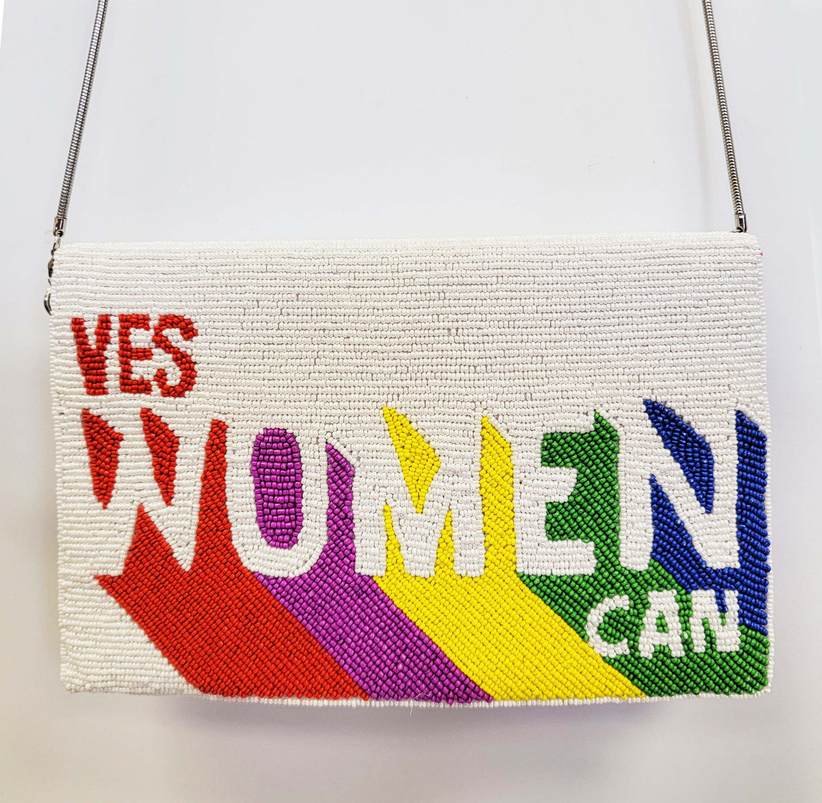 Beaded 'Yes Women Can!' Clutch