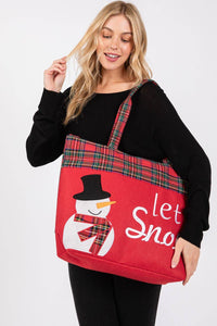 Christmas Let it Snow Snowman Felt Tote Bag