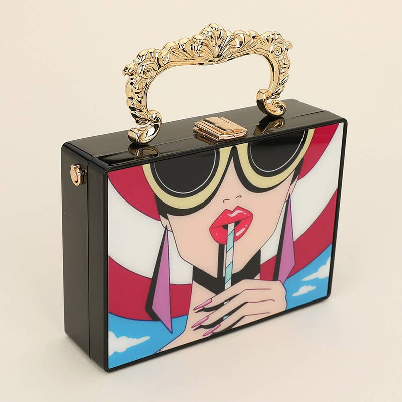 Pop Art Beach Box Clutch Bag / Crossbody Bag