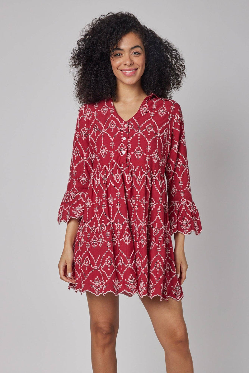 The Cadenza Red Embroidered Dress