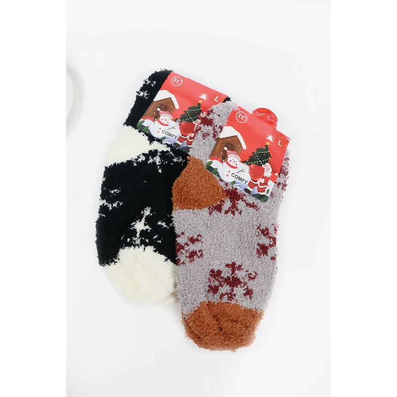 Kids Snowflake Print Fluffy Socks