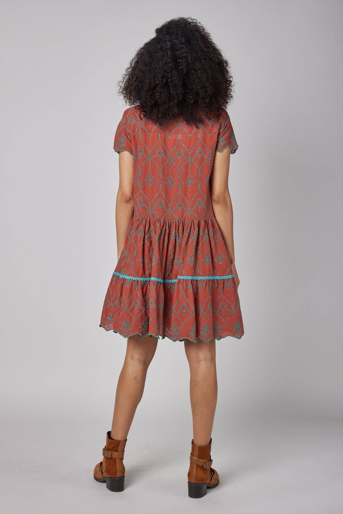 The Belen Brown Hued Embroidered Dress