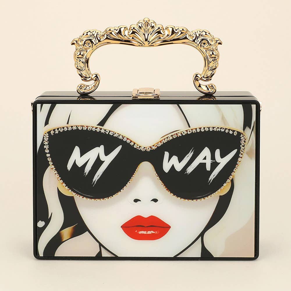Pop Art My Way Box Clutch Bag / Crossbody Bag