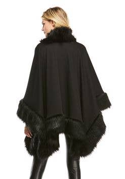 Faux Fur-Trimmed Shawl