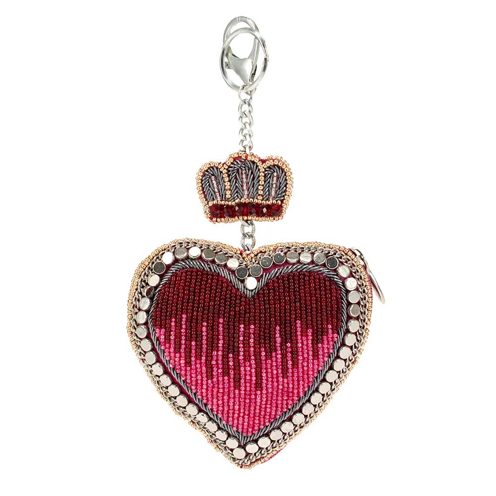 Have a Heart Beaded Red Heart and Crown Coin Purse Key Fob